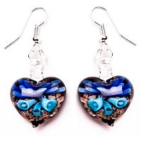 - Bleek2Sheek --    . (Bleek2Sheek Murano-inspired Glass Blue and Black Heart Earrings)